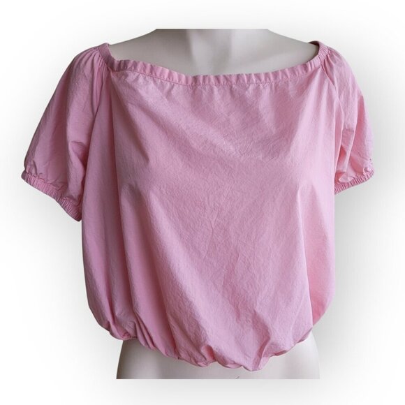 Madewell Pink Off-Shoulder Cotton Bubble Top XL - Picture 6 of 13